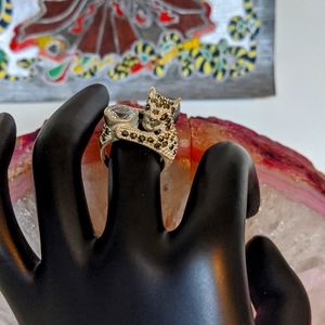 Marcasite Crystal Jaguar Statement Ring